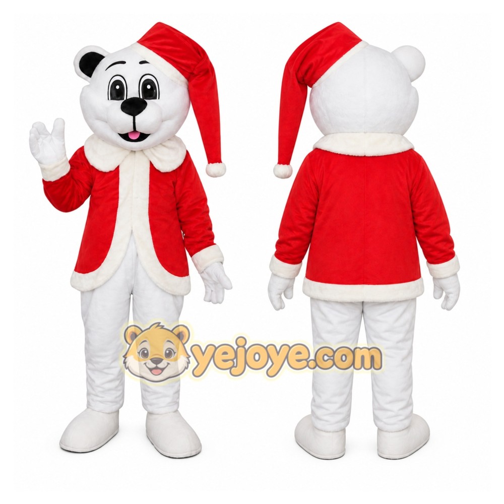 High Quality Bear With Santa Hat Mascot Costume High Quality Bear With Santa Hat Mascot Costume