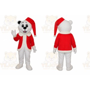 High Quality Bear With Santa Hat Mascot Costume