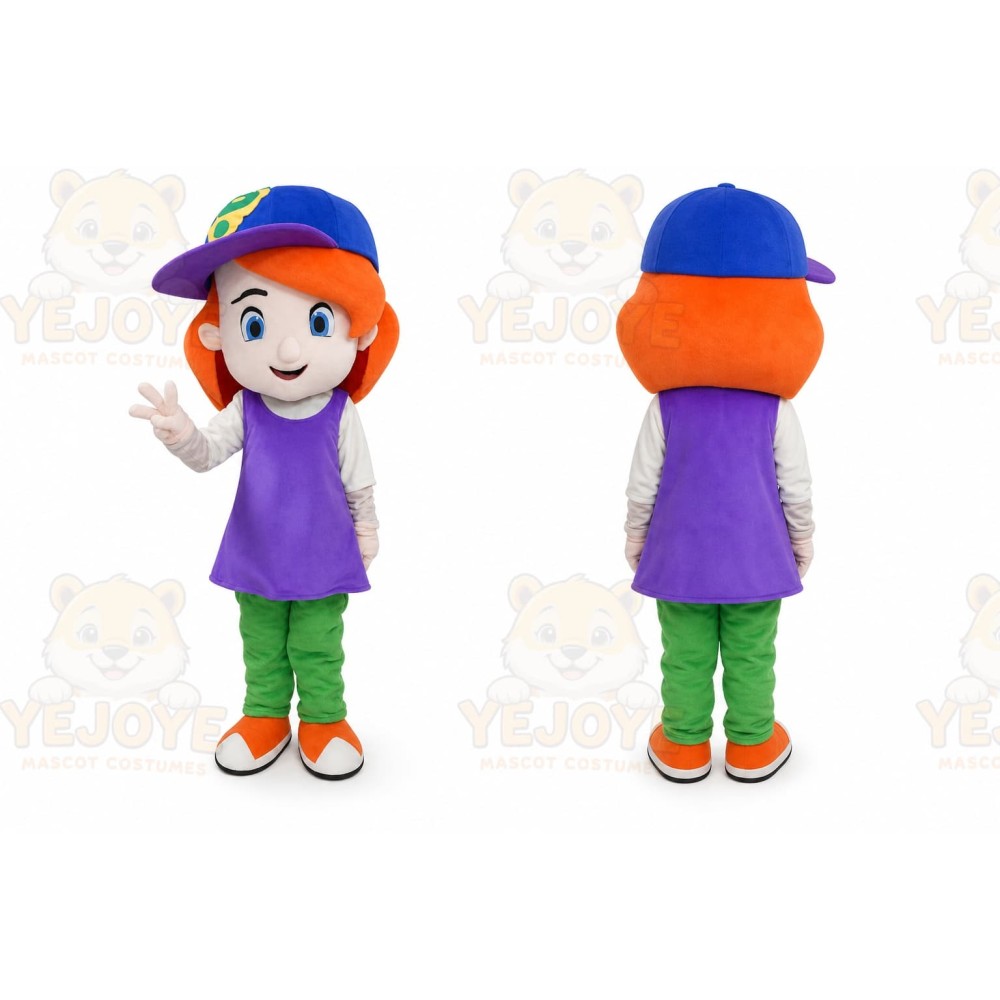 Baseball Girl Mascot Costume Red Hair