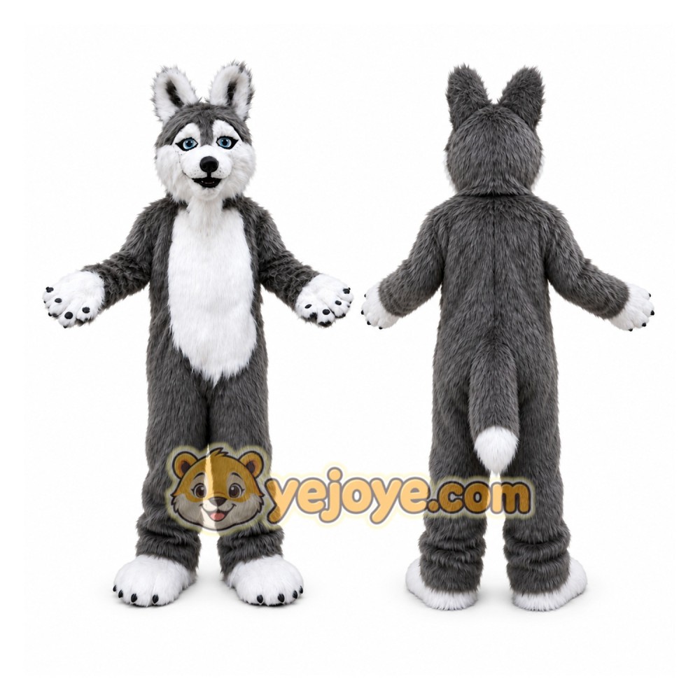 Long Fur Fox Dog Husky Mascot Costume