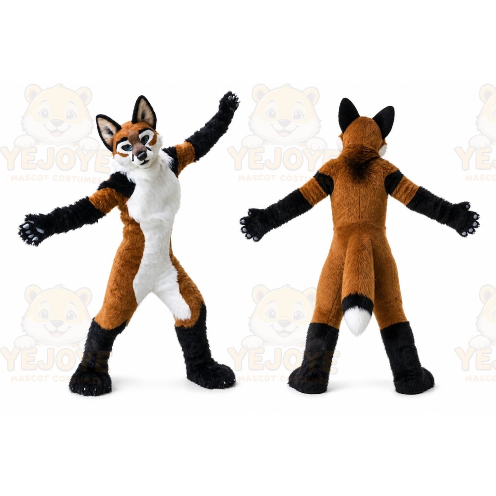Long Fur Fursuit Studio Brown Husky Dog Mascot Costume