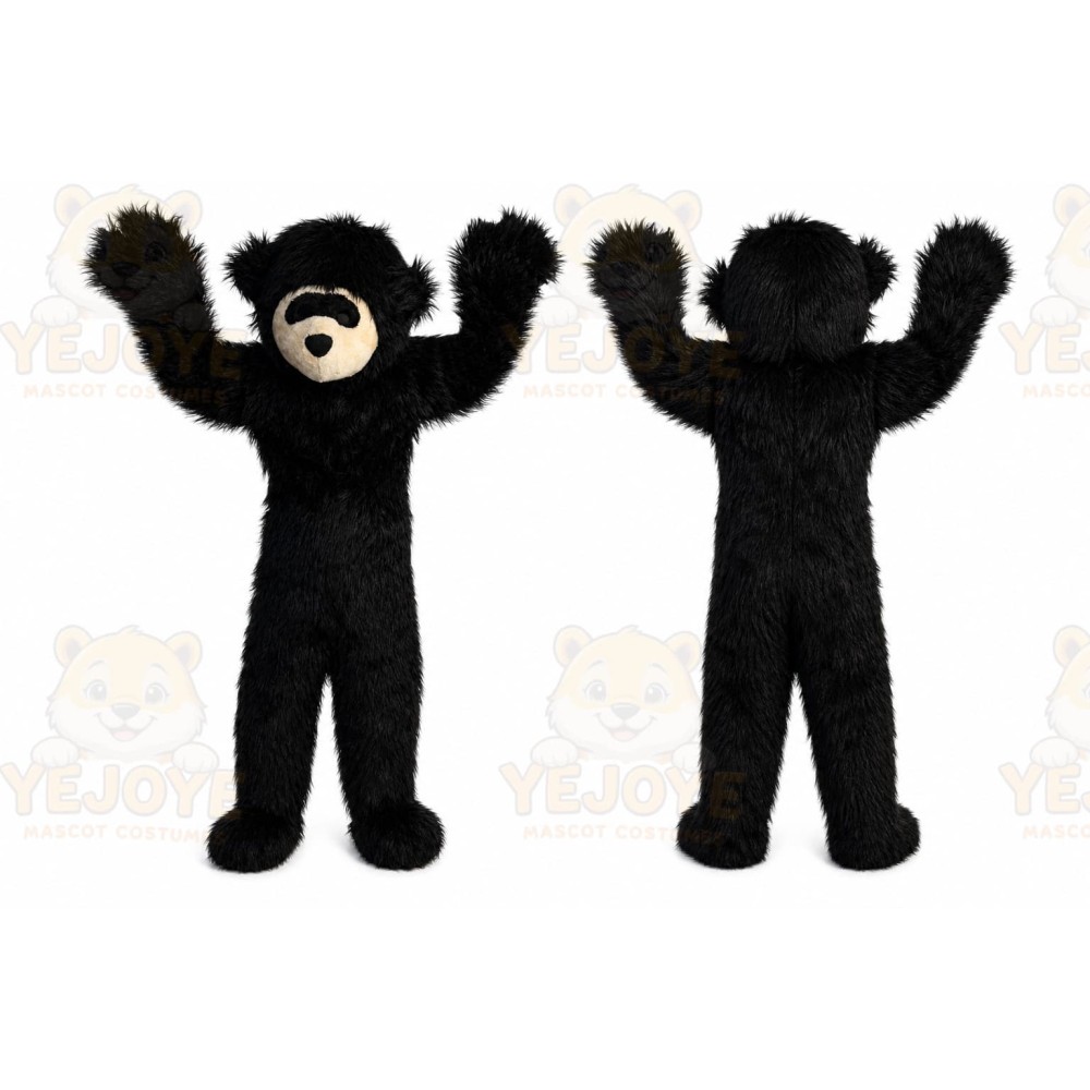 Long Hair Black Bear Mascot Costume for Adult