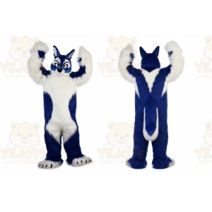 Long Hair Blue Wolf Mascot Costume for Adult
