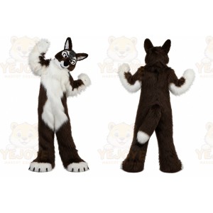 Long Hair Brown Wolf Mascot Costume for Adult