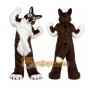 Long Hair Brown Wolf Mascot Costume for Adult