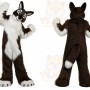 Long Hair Brown Wolf Mascot Costume for Adult
