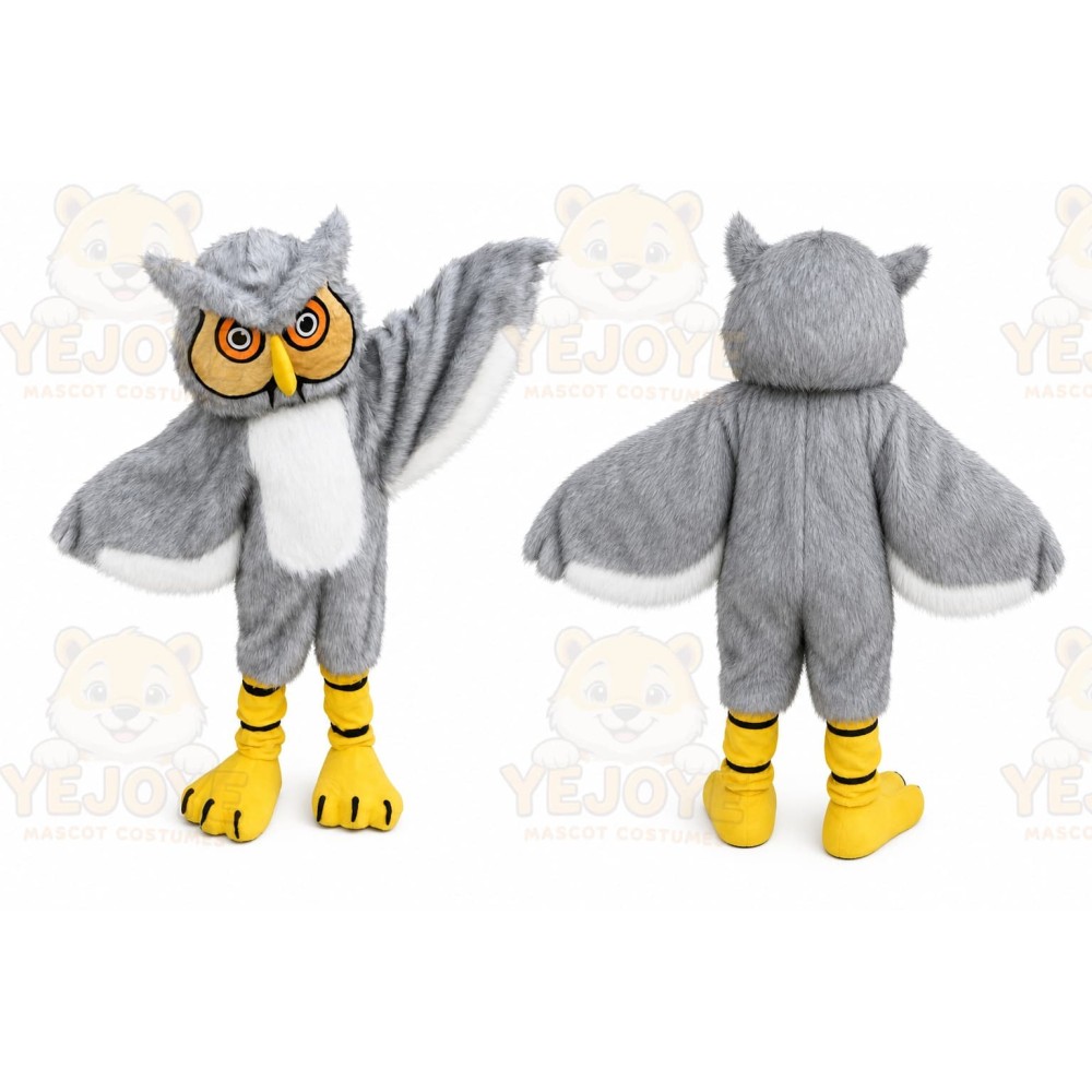 Long Hair Gray Owl Mascot Costume Adult Character