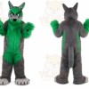 Long Hair Green Wolf Mascot Costume for Adult