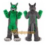 Long Hair Green Wolf Mascot Costume for Adult