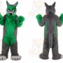 Long Hair Green Wolf Mascot Costume for Adult