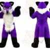Long Hair Purple Wolf Mascot Costume for Adult
