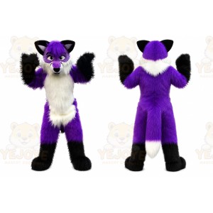 Long Hair Purple Wolf Mascot Costume for Adult