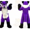 Long Hair Purple Wolf Mascot Costume