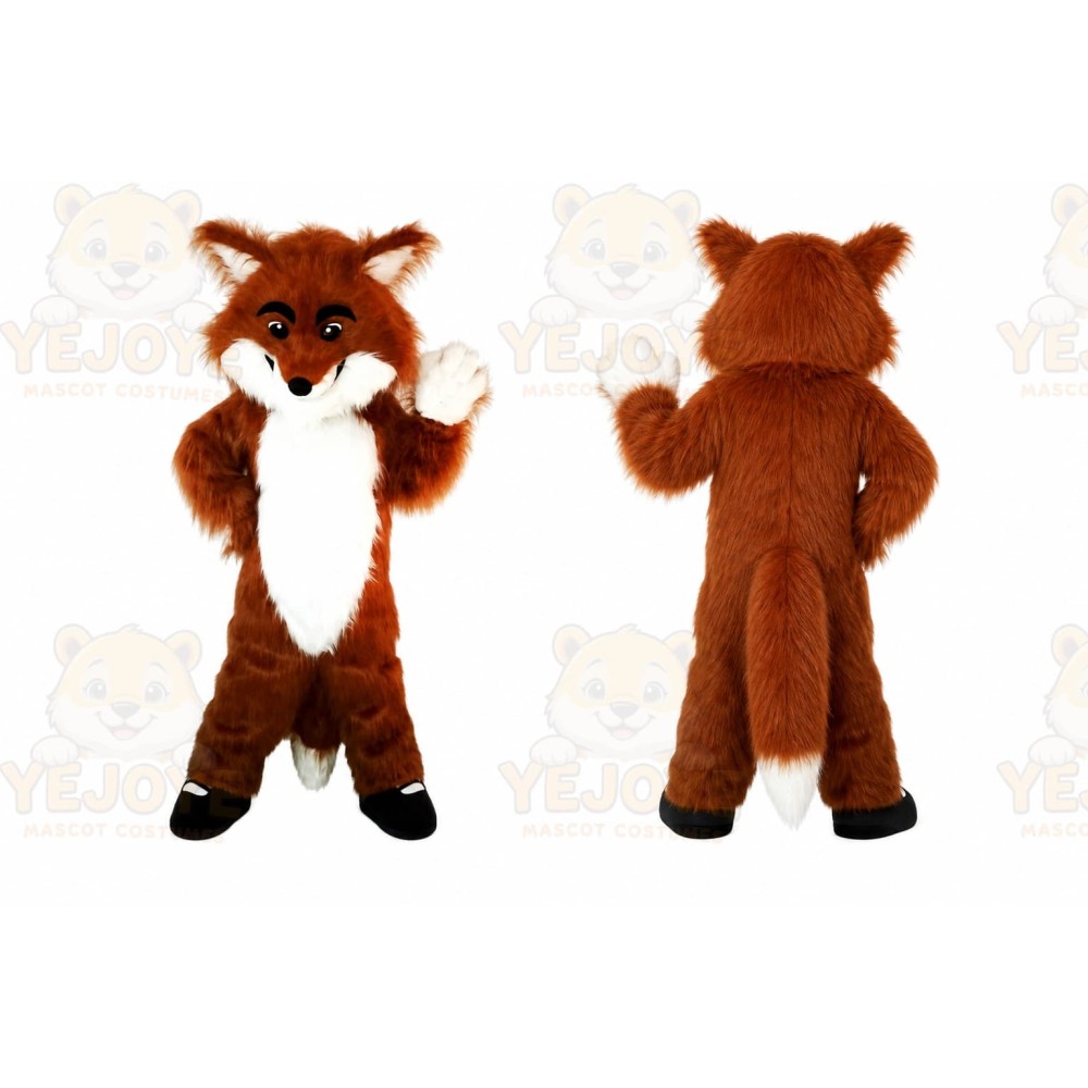 Long Hairy Fox Cartoon Mascot Costume