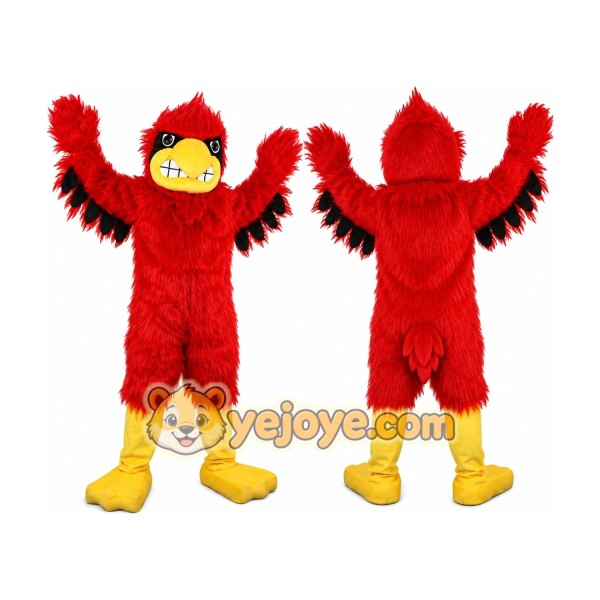 Long Hairy Red Eagle Mascot Costume for Adult