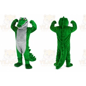 Long Mouth White Belly Green Crocodile Mascot Costume