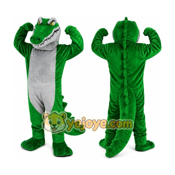 Long Mouth White Belly Green Crocodile Mascot Costume