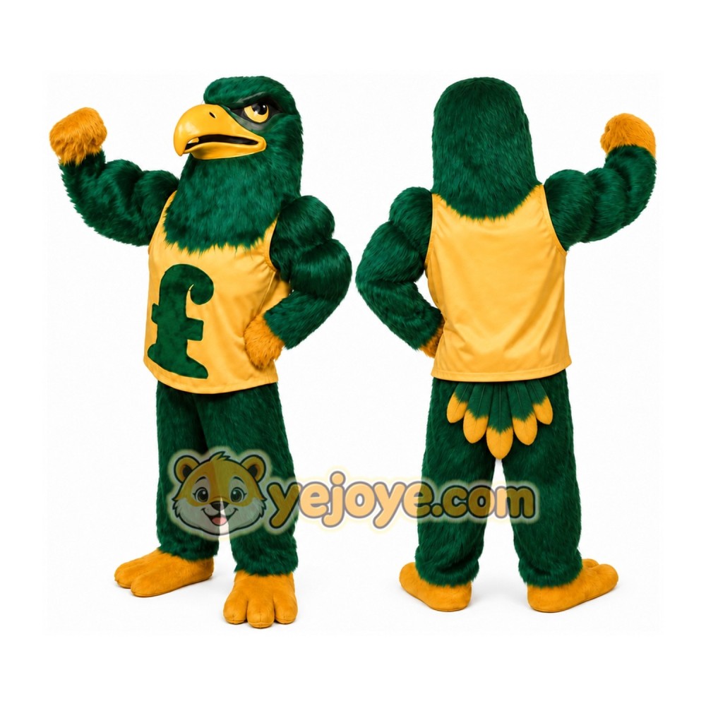 Long Plush Green Falcon Eagle Mascot Costume