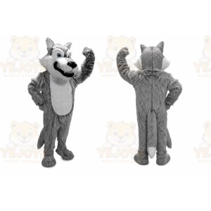 Long Plush Grey Wolf Mascot Costume
