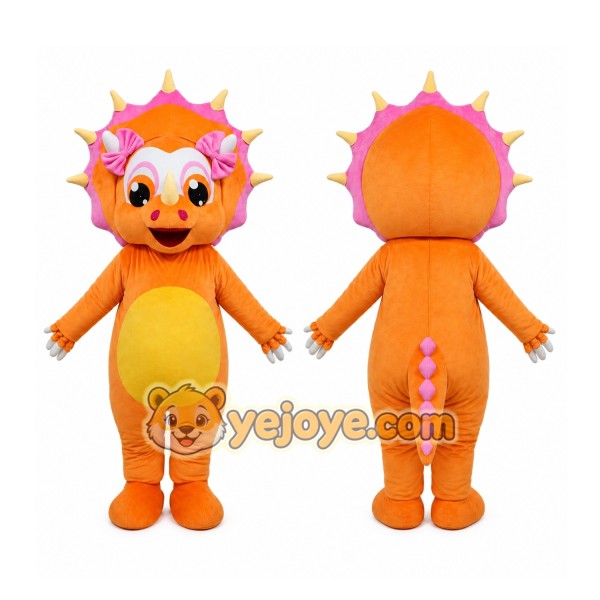 Orange Dinosaur Girl Mascot Costume