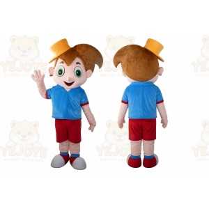 Orange Hat Boy Mascot Costume