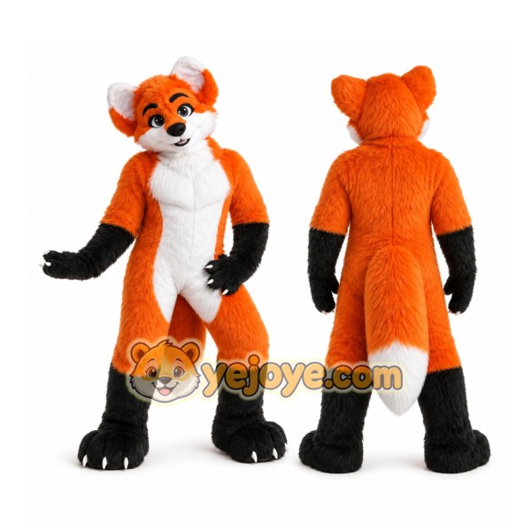 Orange Long Fur Husky Fox Dog Fursuit Mascot Costume