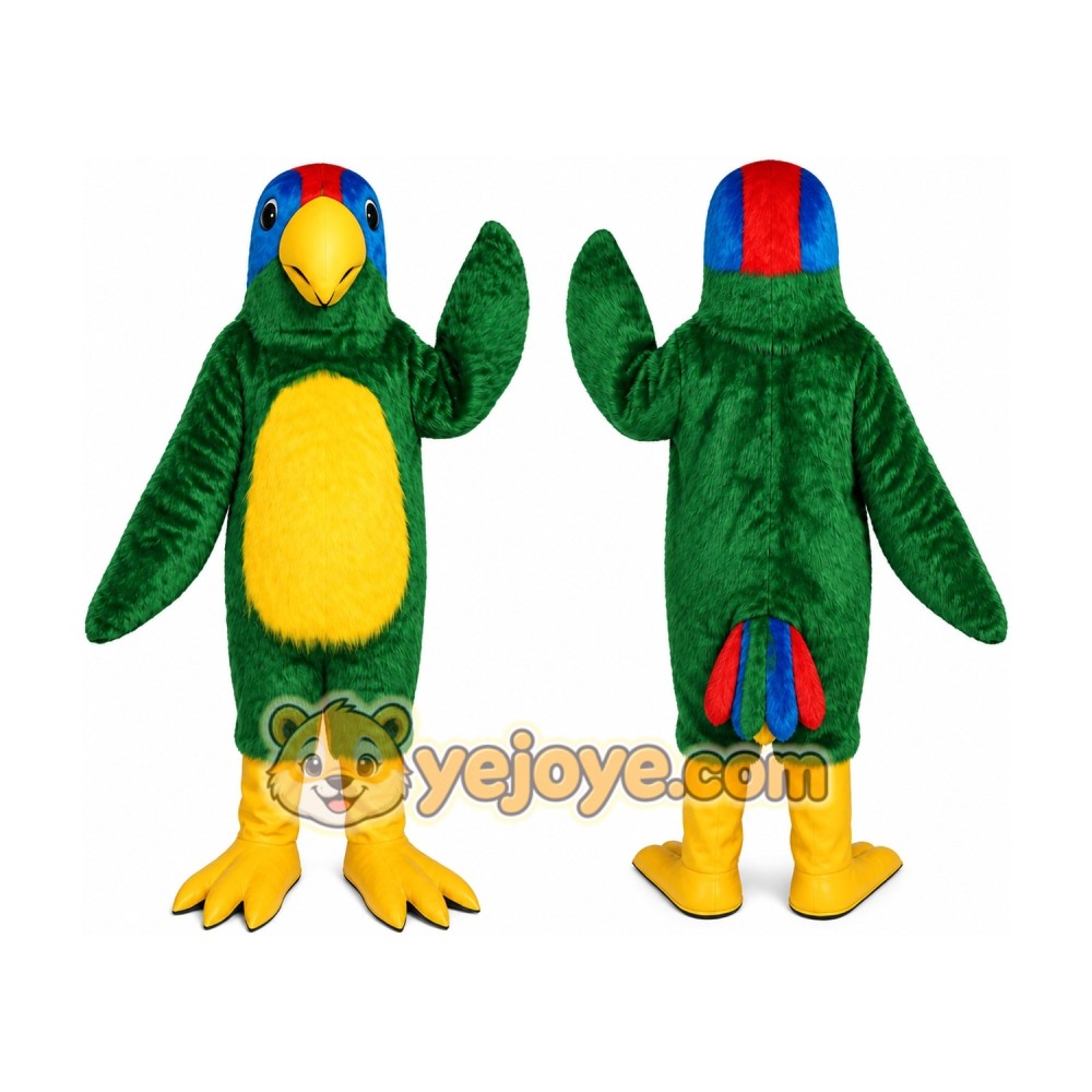 Parrot Bird Mascot Costume Adult Long Plush Green Parrot