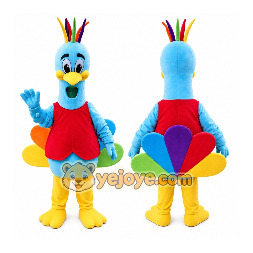Peacock Mascot Costume Cartoon Bird