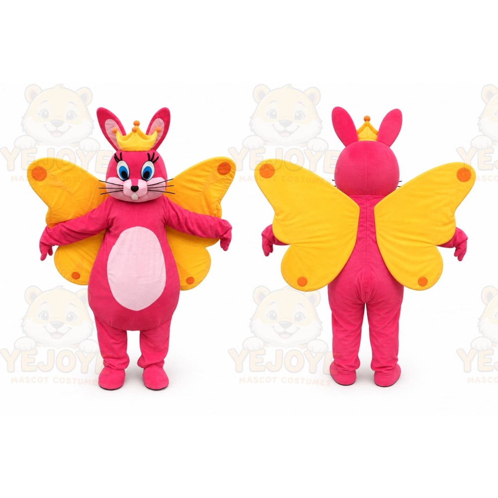 Pink Angel Rabbit Mascot Costume