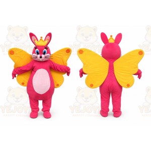 Pink Angel Rabbit Mascot Costume