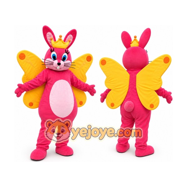Pink Angel Rabbit Mascot Costume