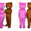 Pink Brown Bear Mascot Costume