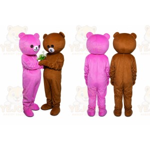 Pink Brown Bear Mascot Costume