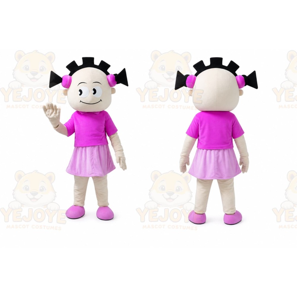 Pink Coat Girl Mascot Costume