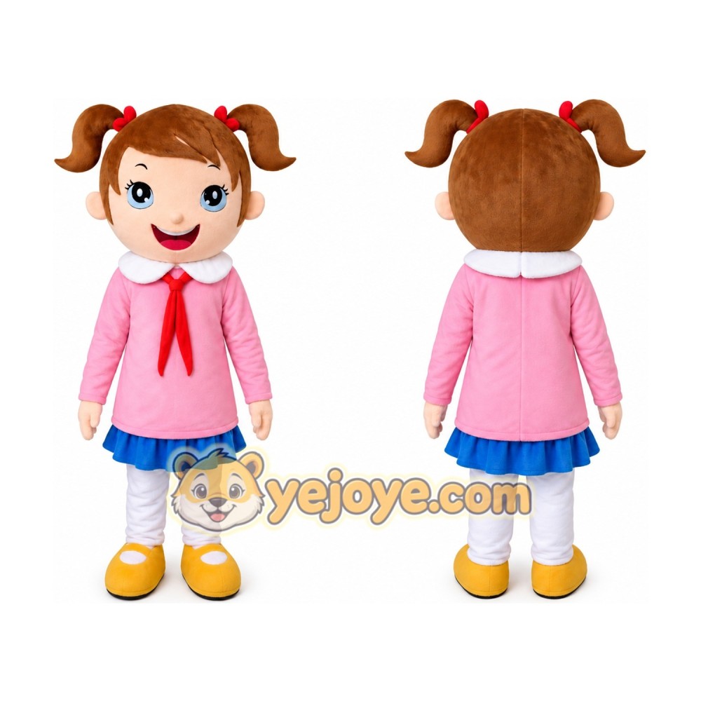 Pink Coat Girl Mascot Costumes
