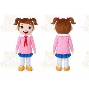 Pink Coat Girl Mascot Costumes