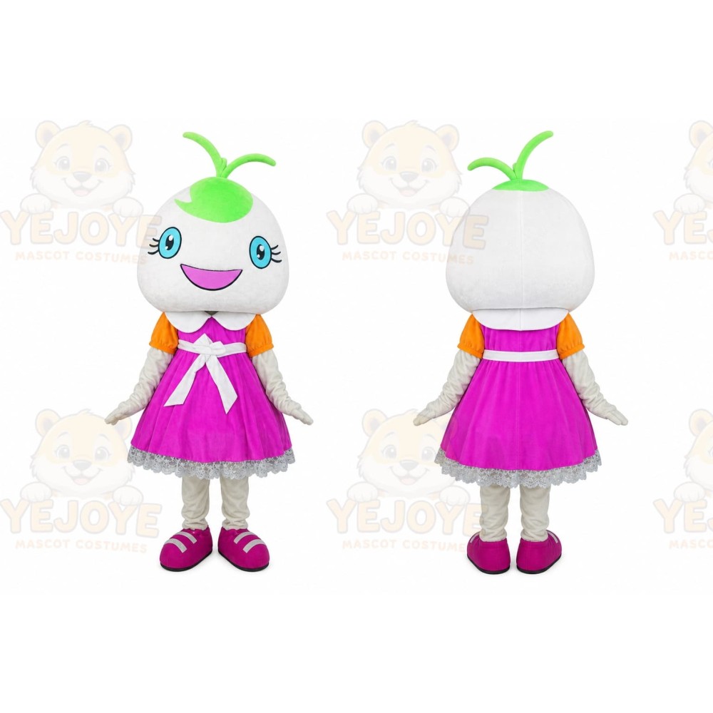 Pink Dress Girl Bean Sprout Mascot Costume