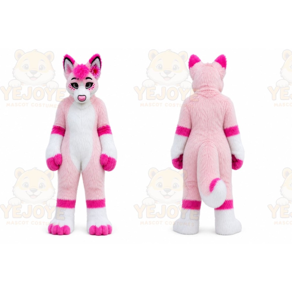 Pink Fursuit Husky Wolf Halloween Mascot Costumes
