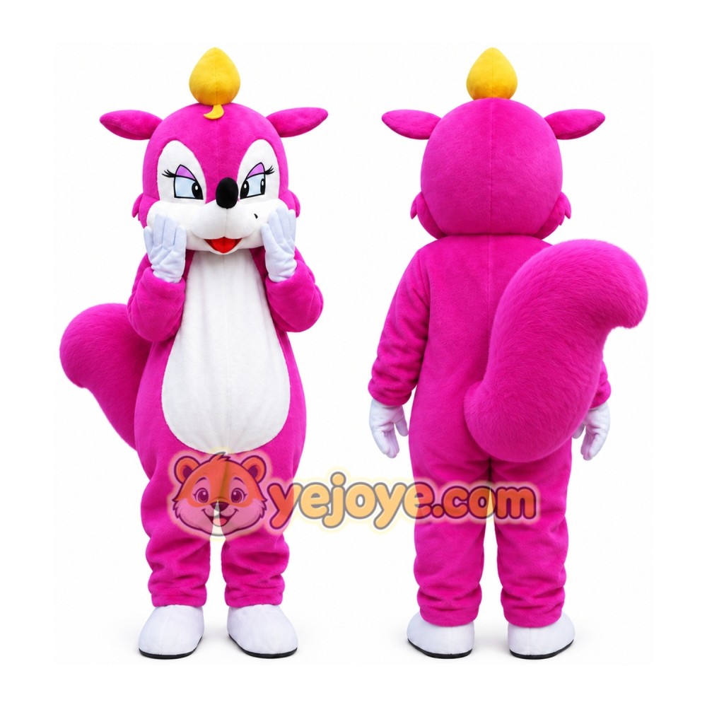 Pink Rose Squirrel Mascot Costume
