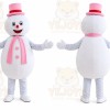 Pink Scarf Snowman Mascot Costume