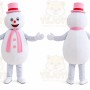 Pink Scarf Snowman Mascot Costume
