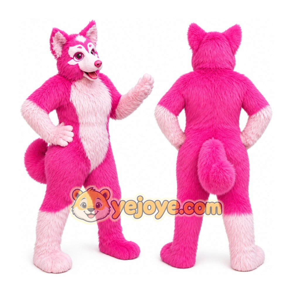 Pink Wolf Fursuit Costumes Animal Mascot for Adults Pink Wolf Fursuit Costumes Animal Mascot for Adults