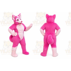 Pink Wolf Fursuit Costumes Animal Mascot for Adults