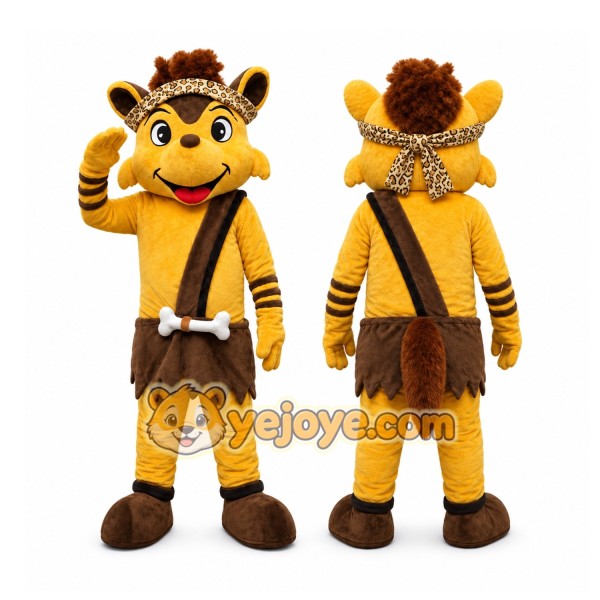 Plush Big Yellow Fox Mascot Costume