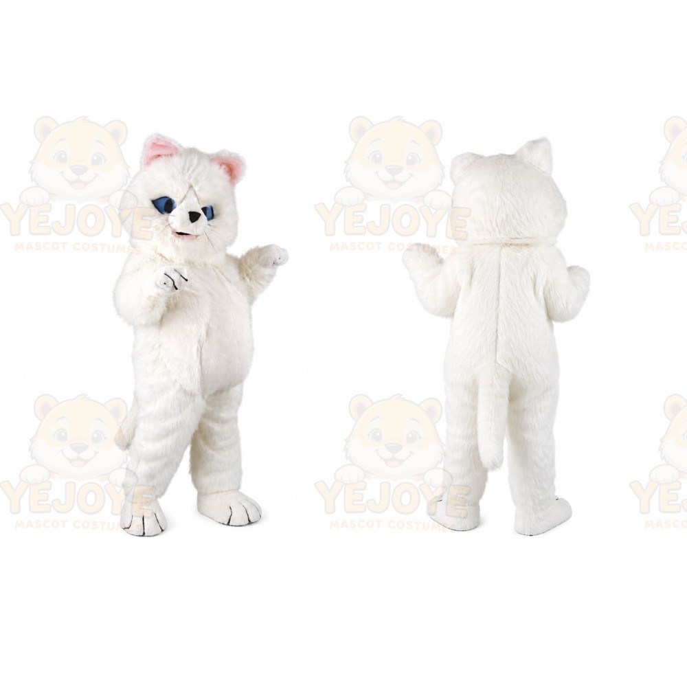 Plush Fat White Persian Cat Mascot Costume