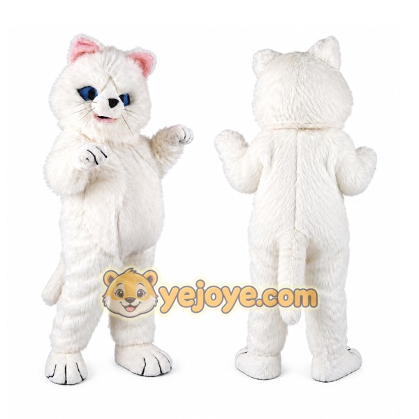 Plush Fat White Persian Cat Mascot Costume