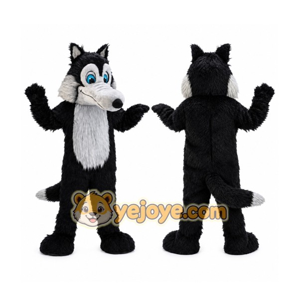 Plush Forest Animal Black Wolf Mascot Costume