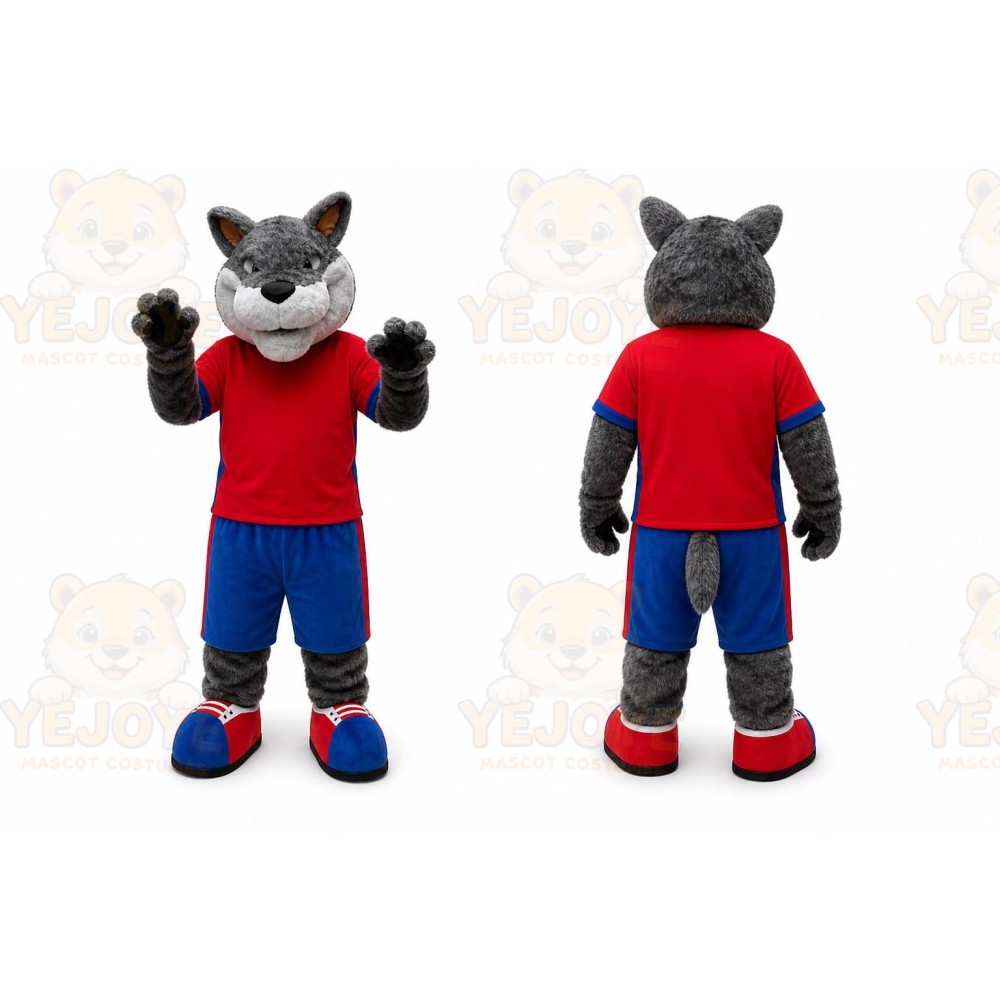 Plush Grey Wolf Mascot Costume
