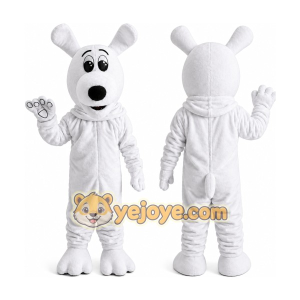 Plush White Dog Mascot Costume