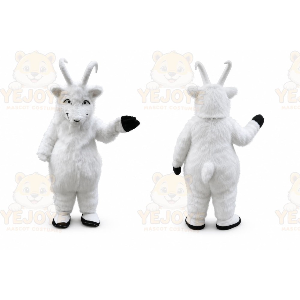 Plush White Goat Sheep Ram Mascot Costume